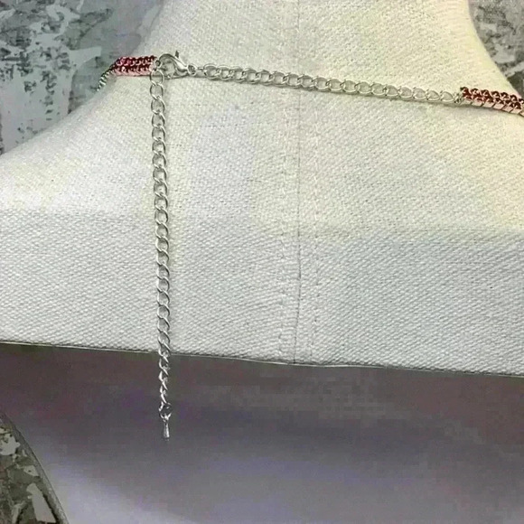 Red Rhinestone Sparkling Statement Necklace with matching Bracelet- Set Vintage - Picture 6 of 7